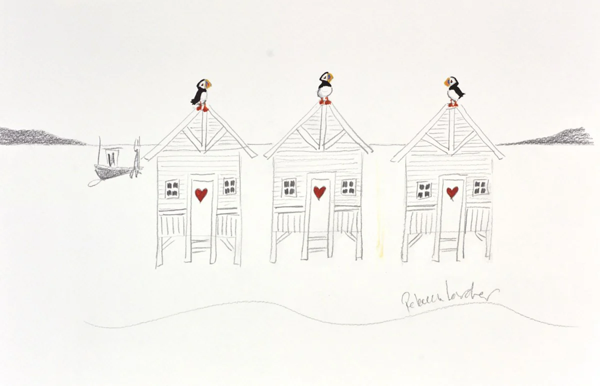 Birds On The Beach Huts (Sketch)